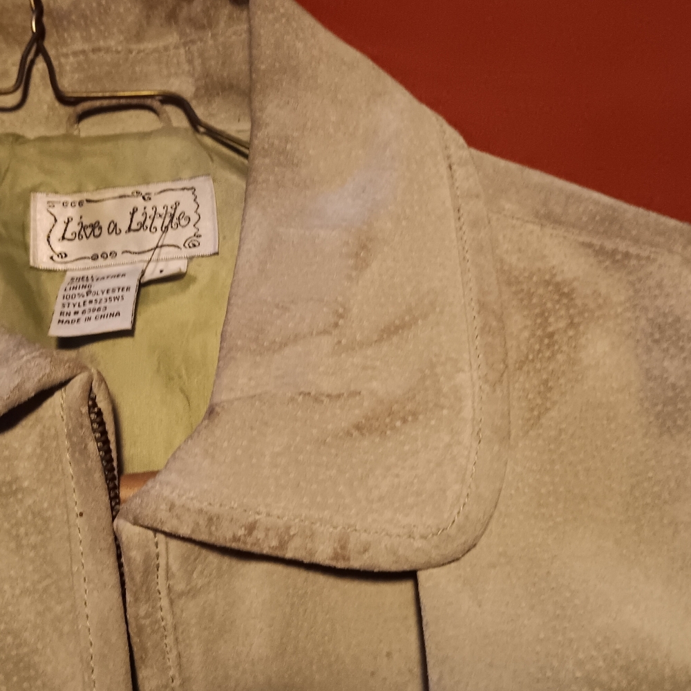 Vintage light green 100% Leather Jacket fully lined zipper front - Picture 6 of 11